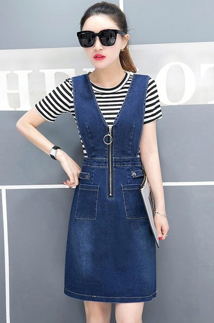 ĐẦM YẾM JEAN CỔ V DÂY KÉO TRƯỚC NGỰC